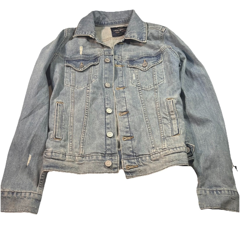 Lucky Brand Cropped Denim Tomboy Trucker Jacket -Womens size Extra Small EUC